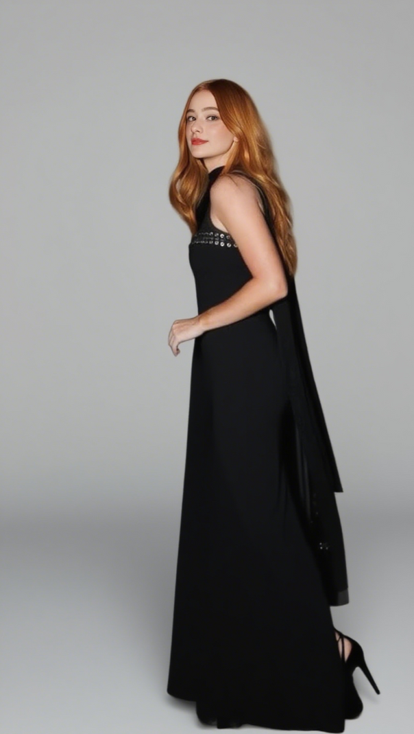 AIIZIE HALTER NECK LACE UP CUT OUT MAXI DRESS IN BLACK - product image