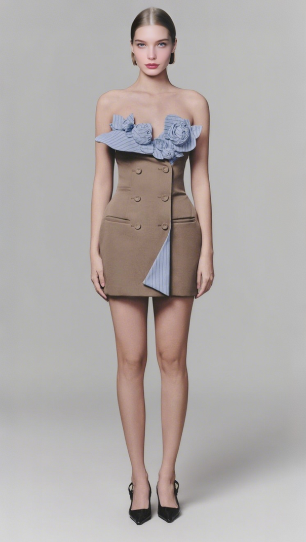 AIIZIE 3D FLOWERS BUSTIER MINI DRESS - product image