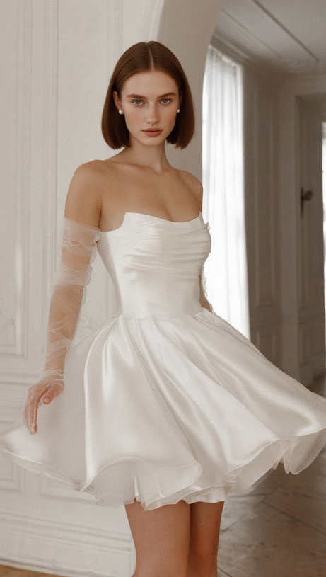 Molly Minikleid mit abnehmbaren Trägern in Hellelfenbein