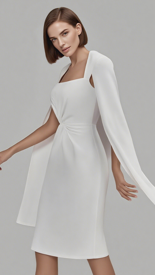 AIIZIE CREPE TWIST BODYCON MIDI DRESS IN WHITE - product image