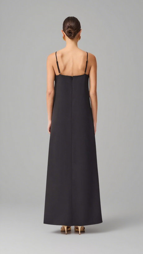 KRISTIN BUTTERCUP EMBROIDERED MAXI DRESS IN BLACK