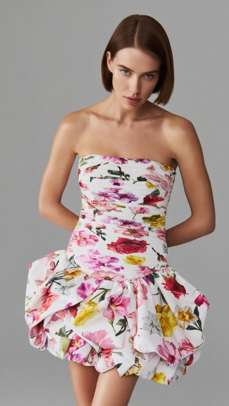 VIOLETTE BUBBLE HEM MINI DRESS