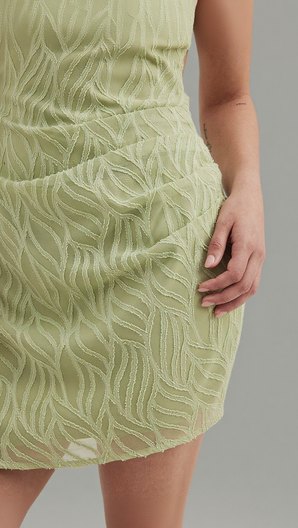 AIIZIE STRUCTURED TIE BACK MINI DRESS IN GREEN - product image