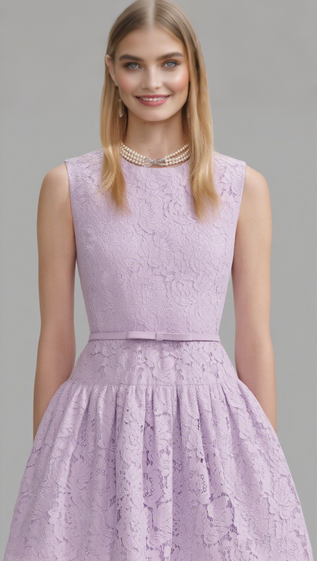 LILAC LACE SLEEVELESS MINI DRESS