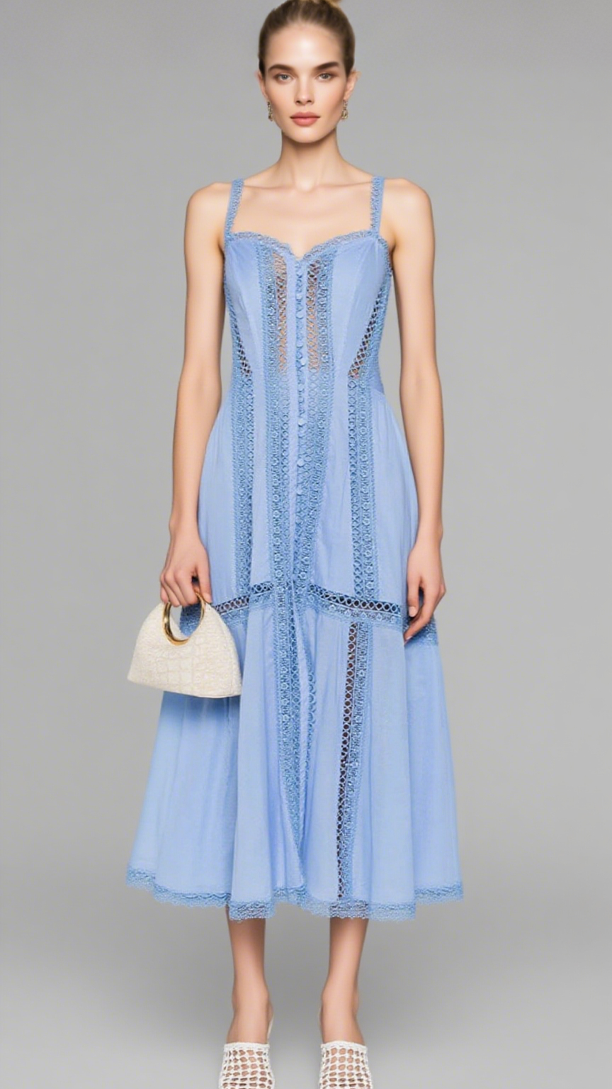 LILLIAN EMBROIDERED HOLLOW TUBE TOP MAXI DRESS