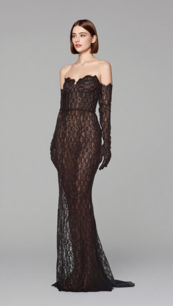 AIIZIE BURLITA STRAPLESS LACE MAXI DRESS - product image