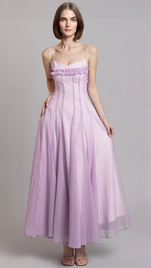 AIIZIE SIMONA CHIFFON CHEST WRAP MAXI DRESS IN PURPLE - product image
