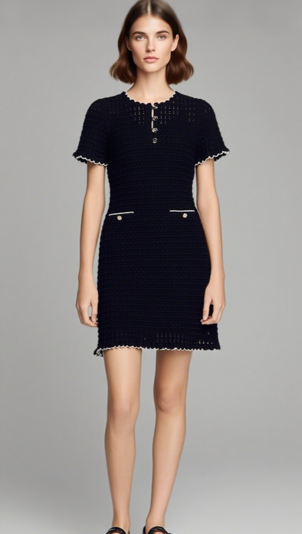 AIIZIE SIMONA HOLLOW KNIT MINI DRESS IN BLACK - product image
