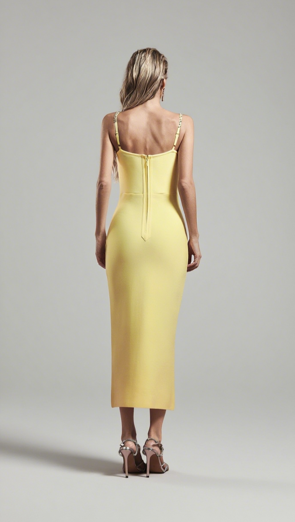 AIIZIE MICHAELIA SLEEVELESS DIAMOND SLIT BANDAGE MIDI DRESS - product image