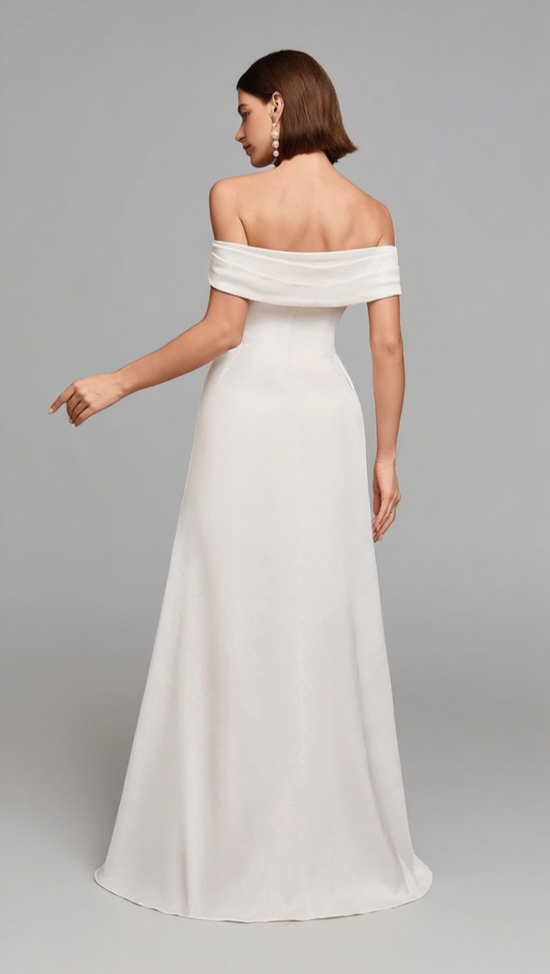 AIIZIE SEQUIN - ACCENT OFF - SHOULDER MAXI DRESS IN WHITE - product image
