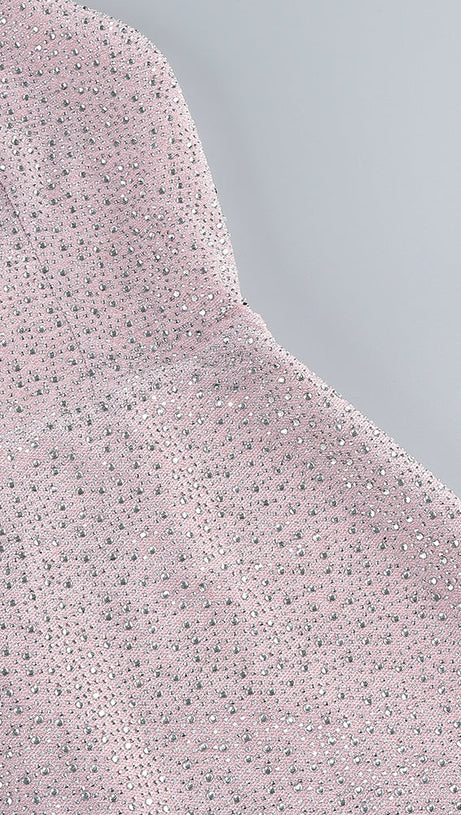 HALTER BACKLESS CRYSTAL EMBELLISHED MAXI DRESS IN PINK