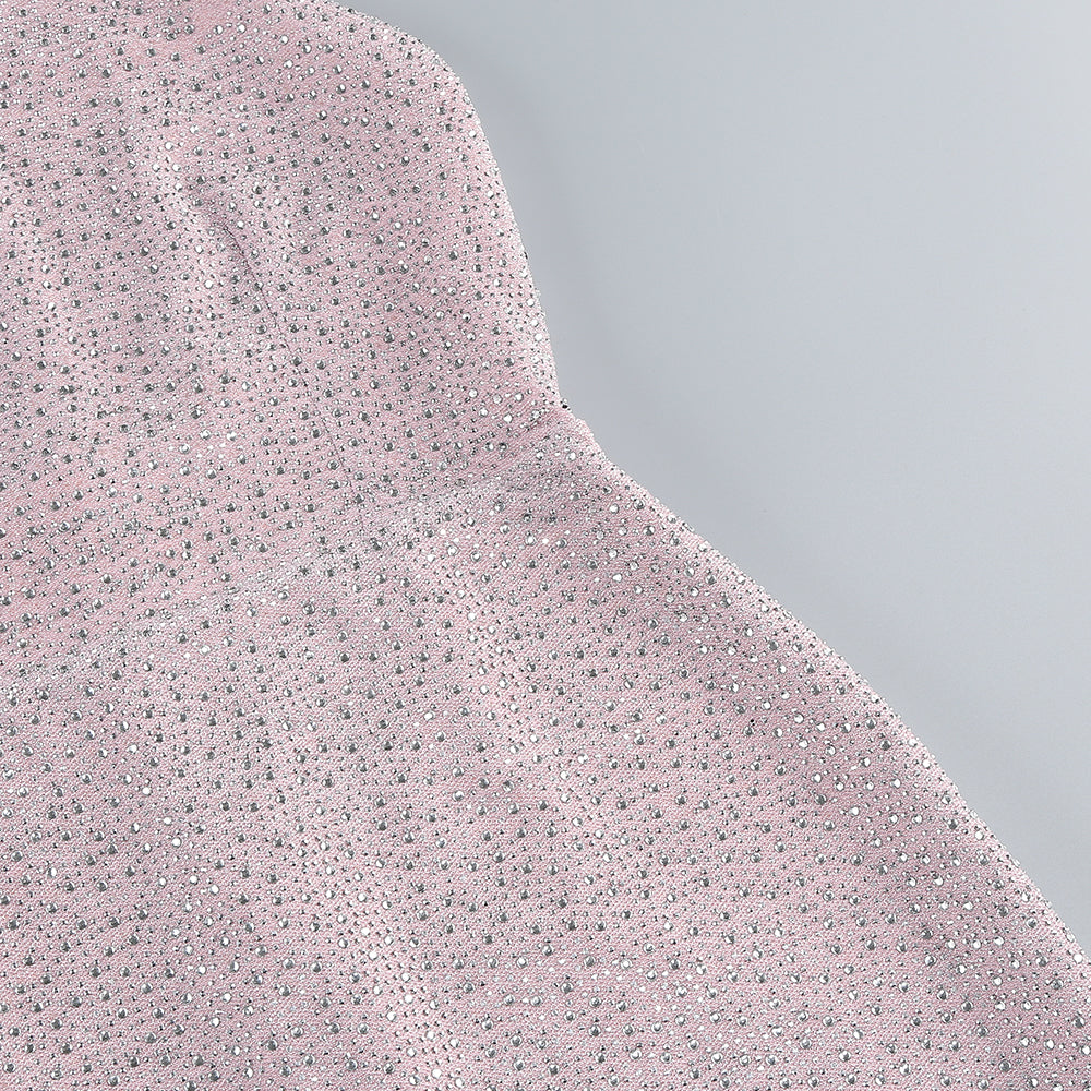 AIIZIE HALTER BACKLESS CRYSTAL EMBELLISHED MAXI DRESS IN PINK - product image