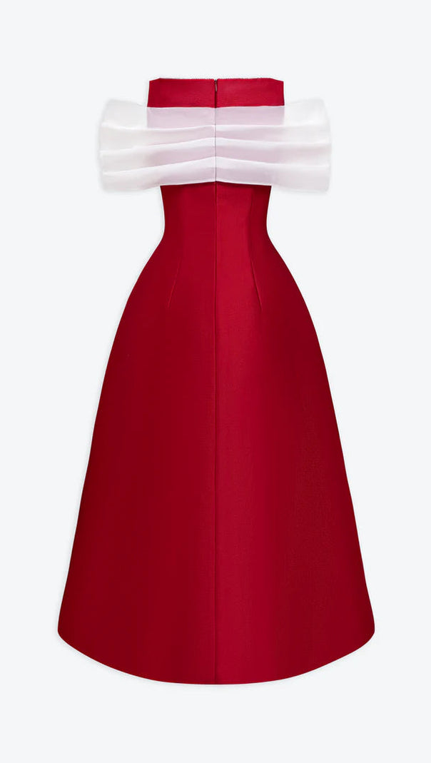 AIIZIE ELFA BOAT-NECK MIDI DRESS IN RED - product image