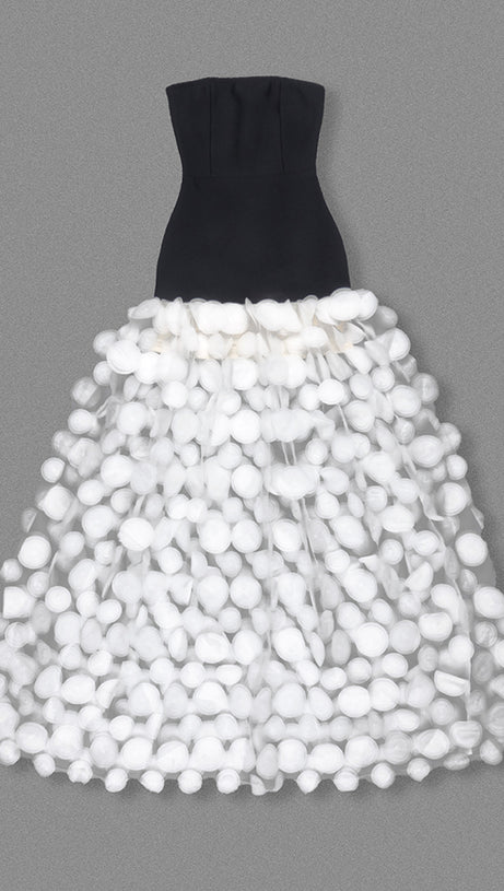 STRAPLESS A LINE MAXI DRESS WITHE