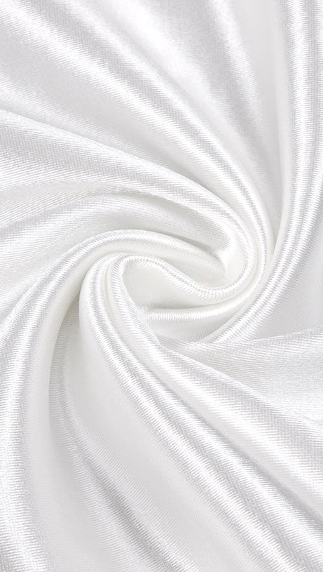 MIGNON SATIN BELT BACKLESS PEARL EMBELLISHED MAXI DRESS IN WHITE