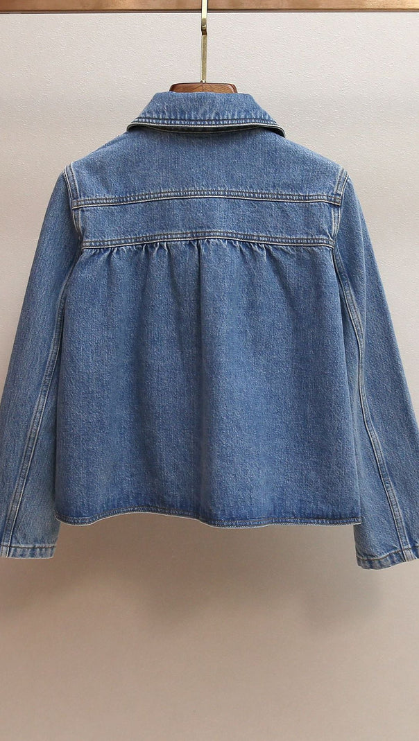 AIIZIE HARMONI CHIC CROPPED DENIM JACKET - EFFORTLESS STYLE & ROUNDED COLLAR - product image