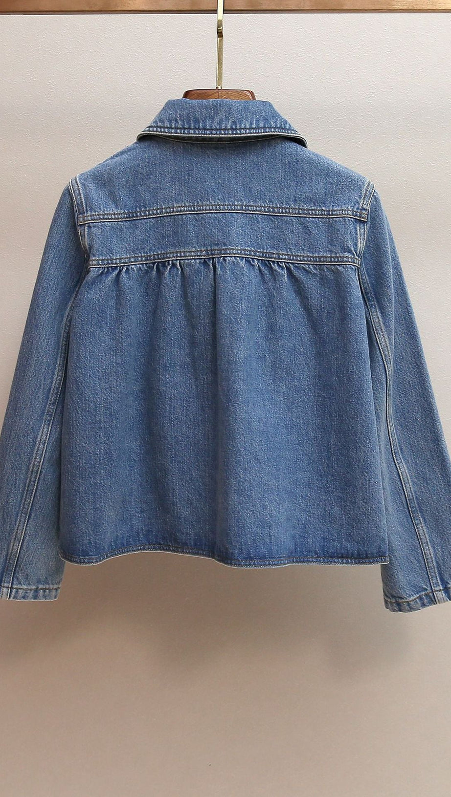 HARMONI CHIC CROPPED DENIM JACKET - EFFORTLESS STYLE & ROUNDED COLLAR