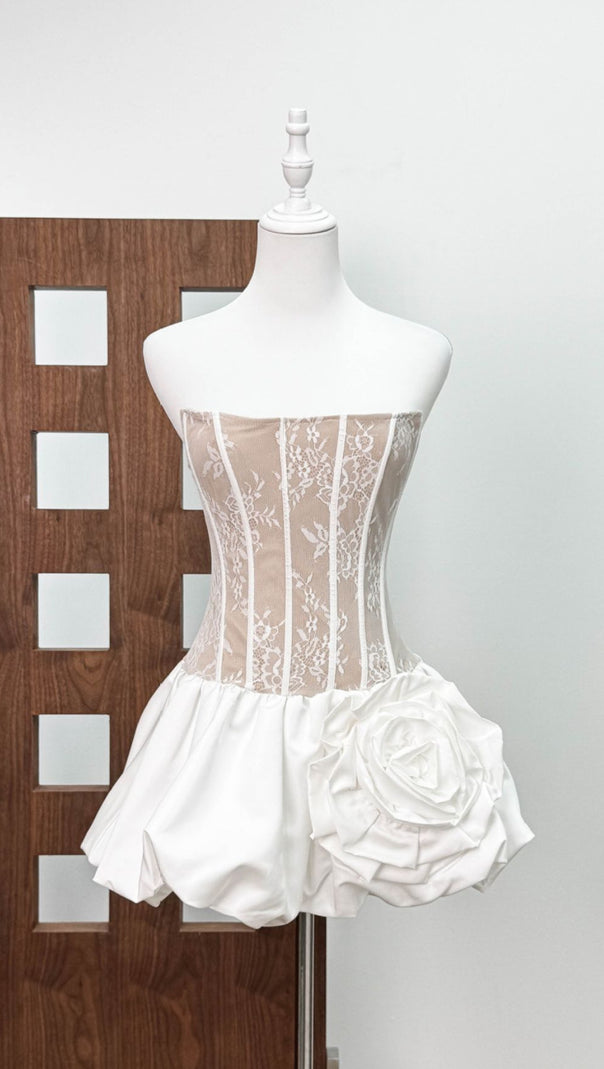 AIIZIE IRENE WHITE STRAPLESS CORSET MINI DRESS - product image