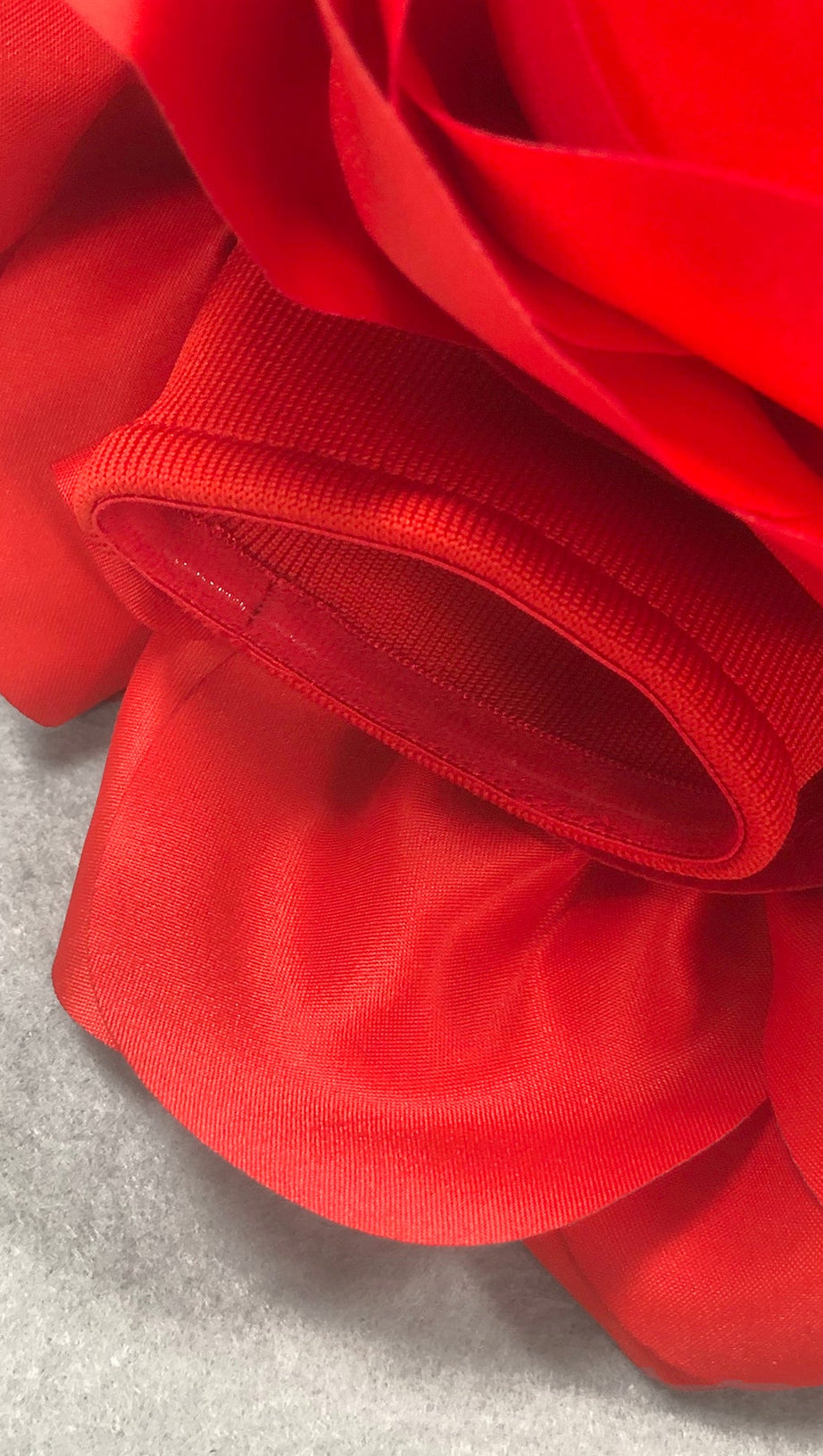 RED STRAPLESS MAXI DRESS WITH FLOWER EMBELLISHMENTS