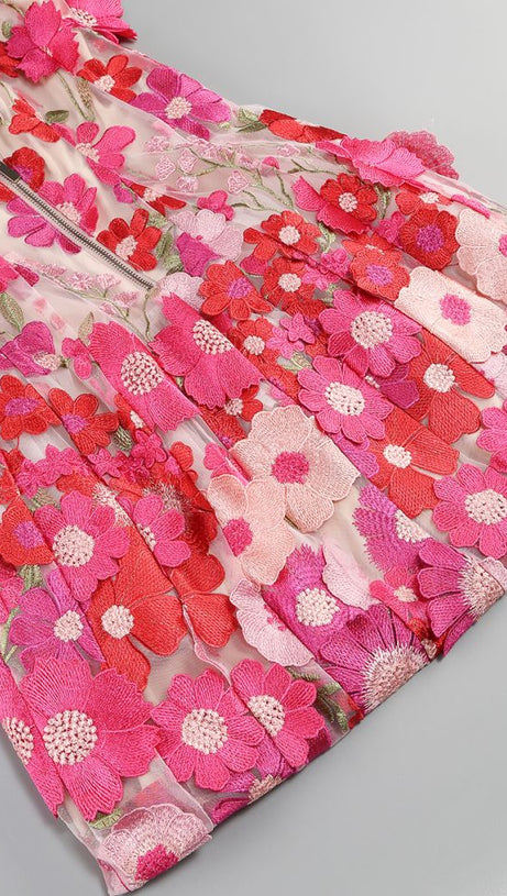 JASMINE MULTI PINK FLORAL EMBELLISHMENT MINI DRESS