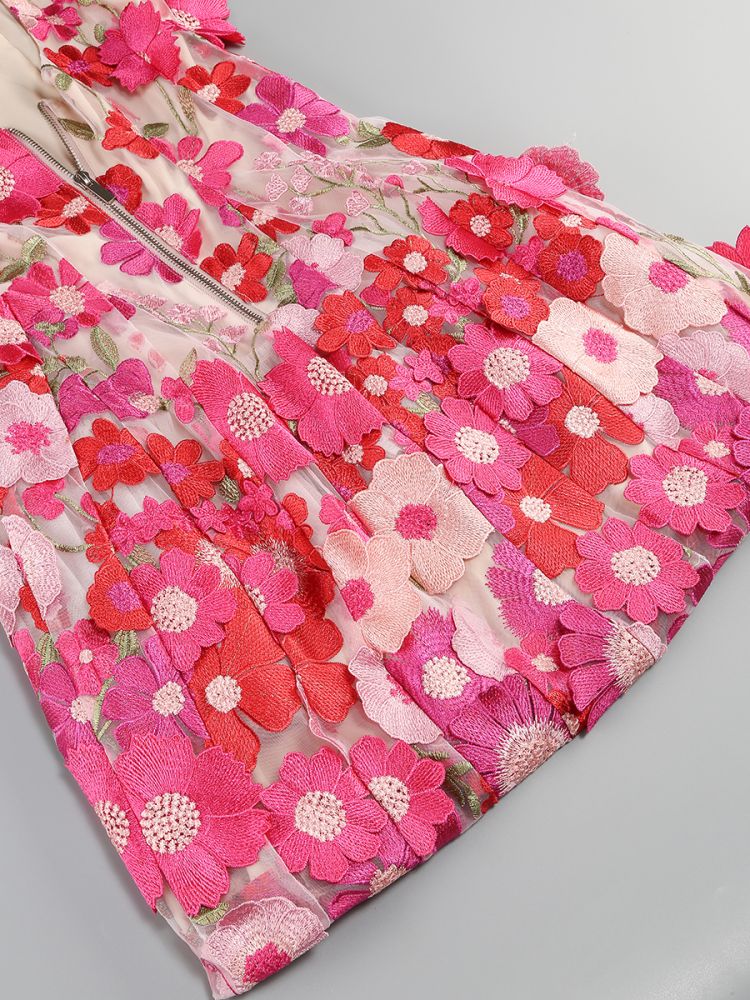 AIIZIE JASMINE MULTI PINK FLORAL EMBELLISHMENT MINI DRESS - product image