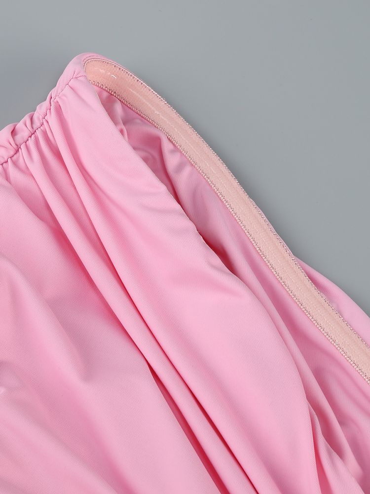 AIIZIE ANNA PINK HOLLOW OUT RUCHED TIGHT MINI DRESS - product image