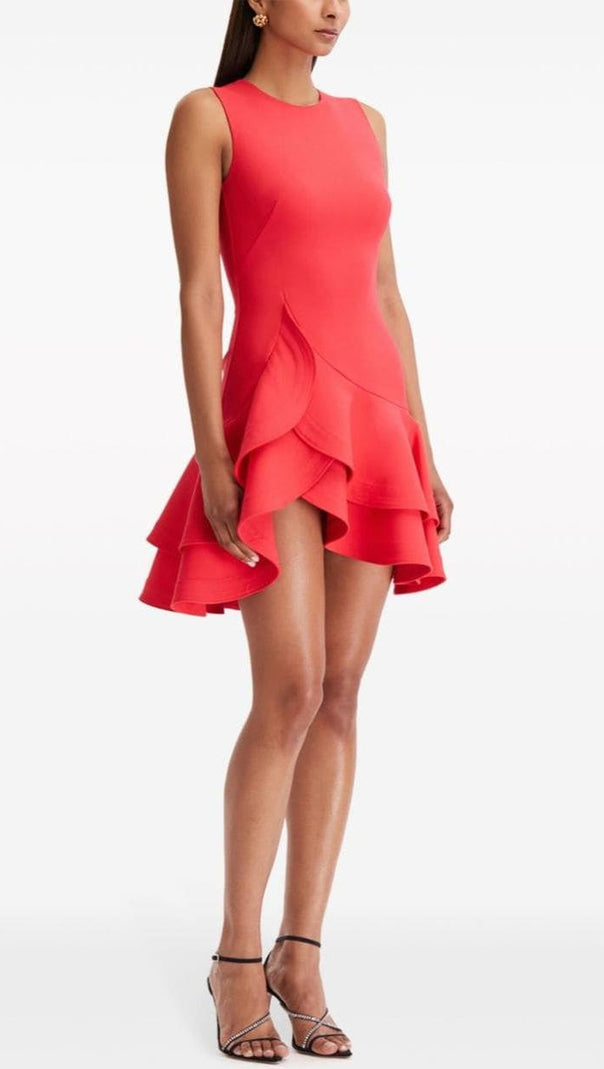 AIIZIE TIERED RUFFLE MINI DRESS IN RED - product image