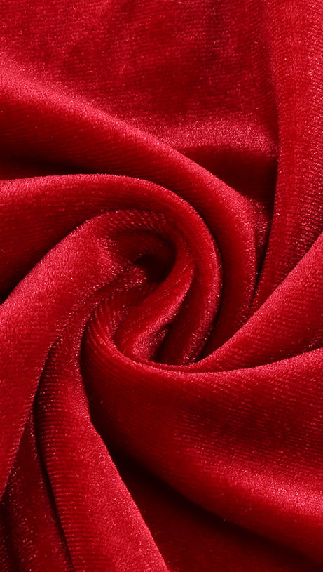 HILDA BOW-EMBELLISHED VELVET GOWN IN RED