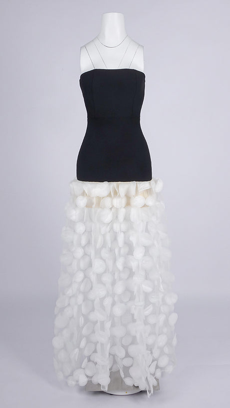 STRAPLESS A LINE MAXI DRESS WITHE