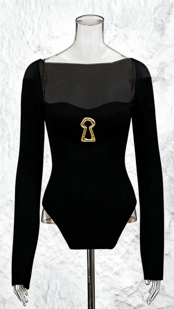 AIIZIE Evolia Enchant Keyhole Ribbed Knit Long Sleeve Top - product image