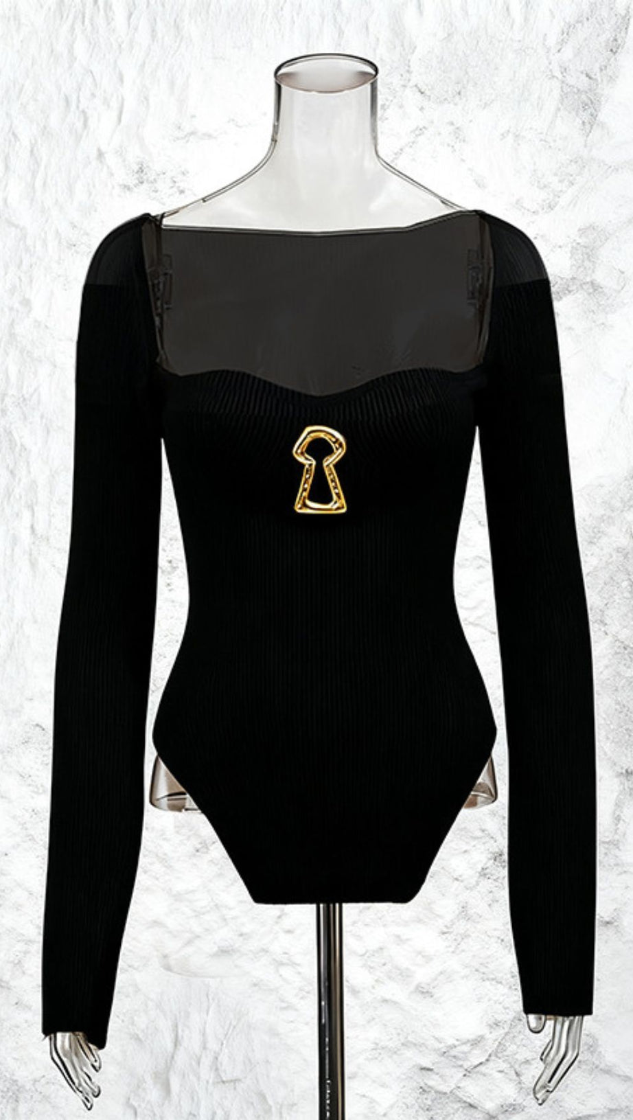 Evolia Enchant Keyhole Ribbed Knit Long Sleeve Top