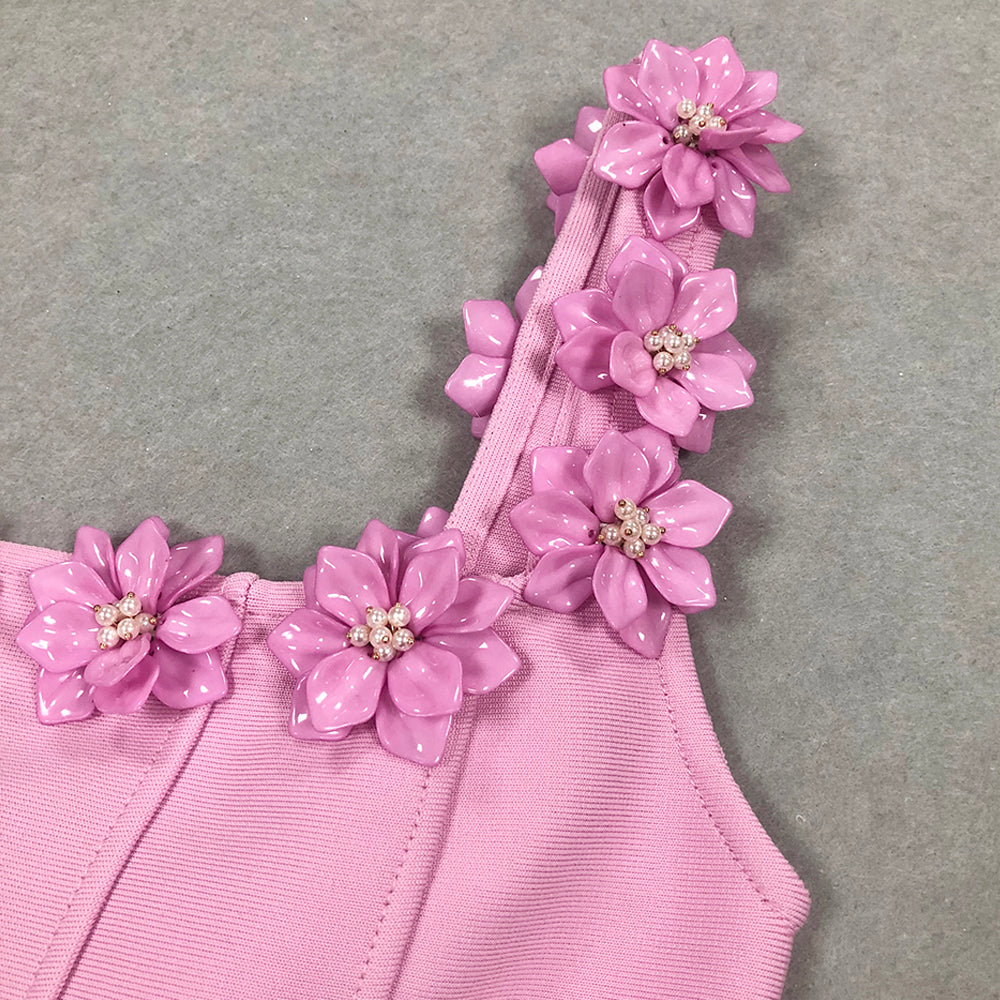 AIIZIE 3D FLOWER NECK MINI DRESS IN PINK - product image