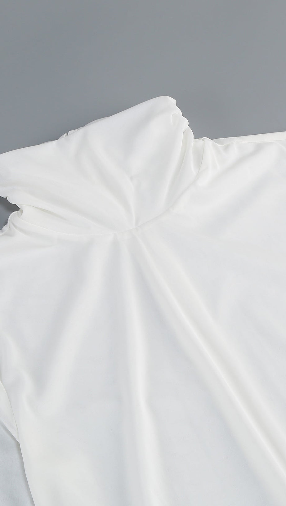 Jabbar Sculptural White Ruched Midi Dress | Elegant Long Sleeve Bodycon for Women