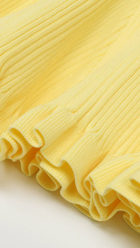 Buttery Yellow Ribbed Knit Cardigan & Mini Skirt Set - Chic 2-Piece Outfit