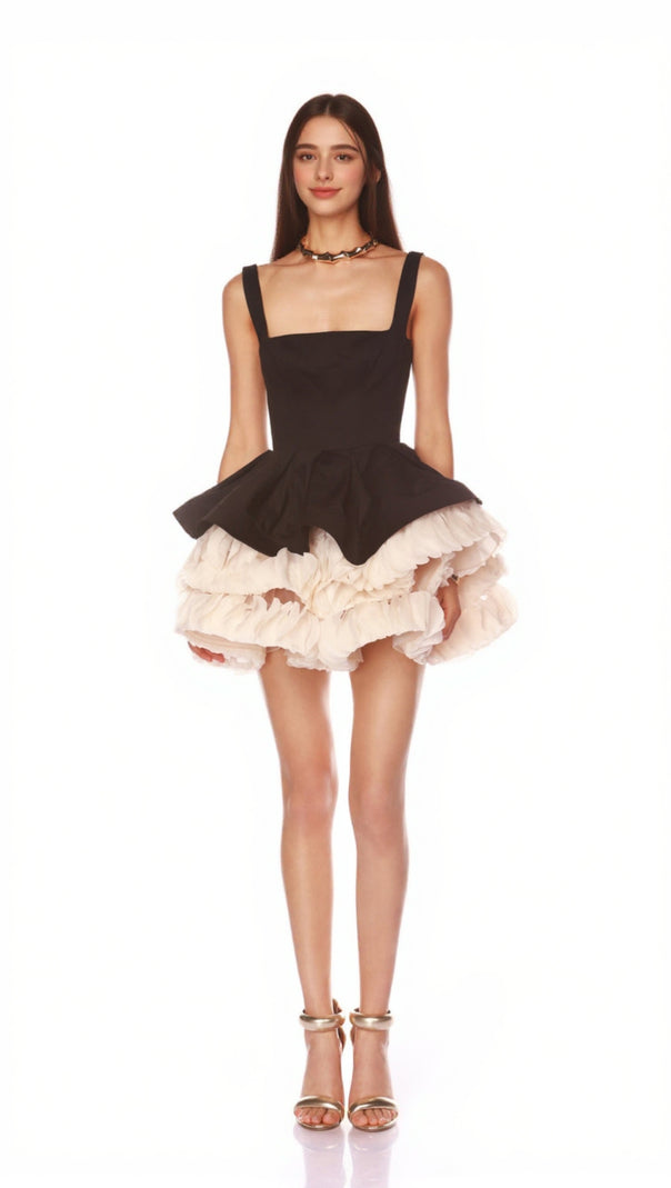 AIIZIE BLACK MINI DRESS PUFFY SKIRT - product image