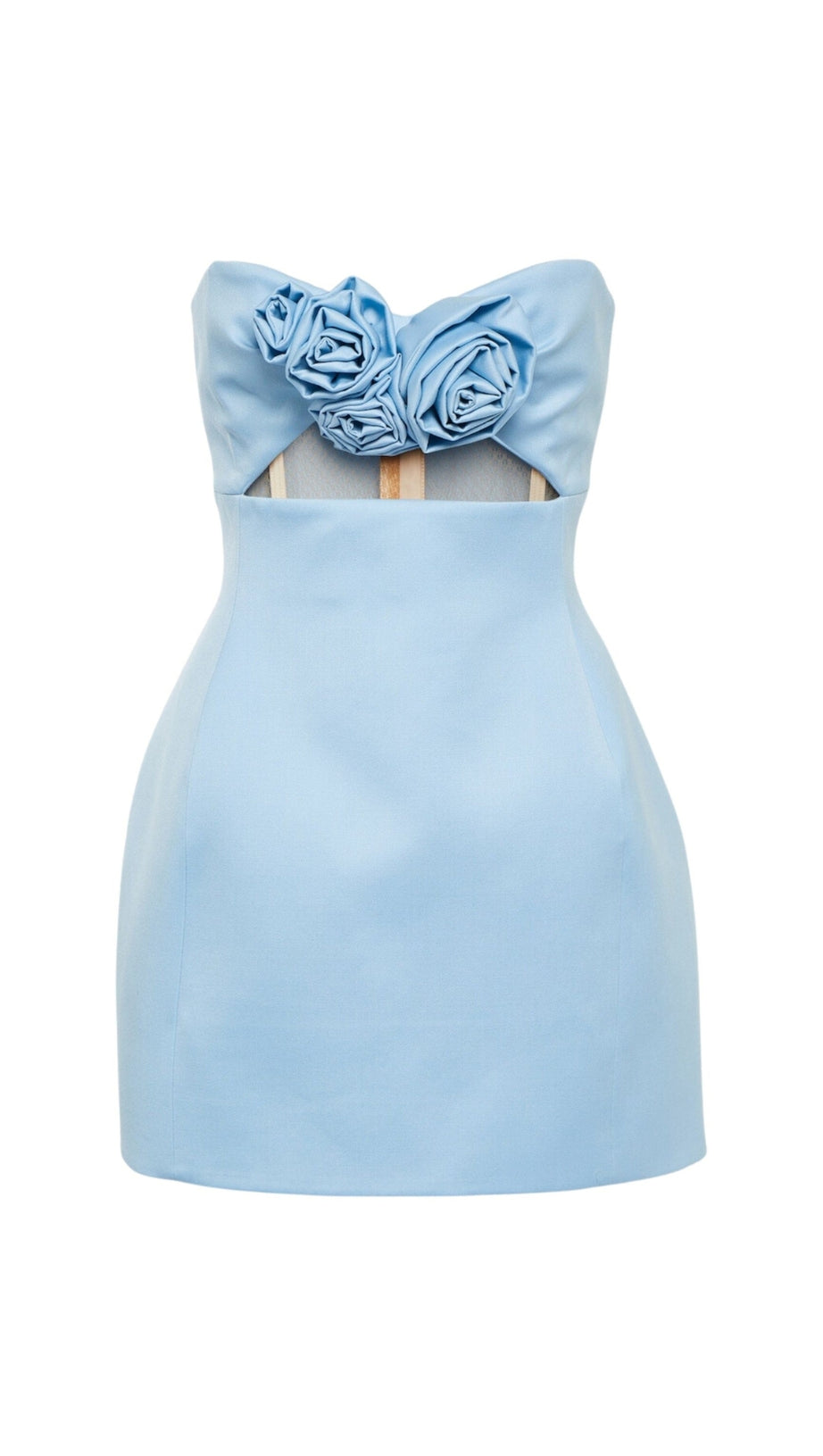 STRAPLESS CUTOUT MINI DRESS IN BLUE AIIZIE STRAPLESS CUTOUT MINI DRESS IN BLUE AIIZIE
