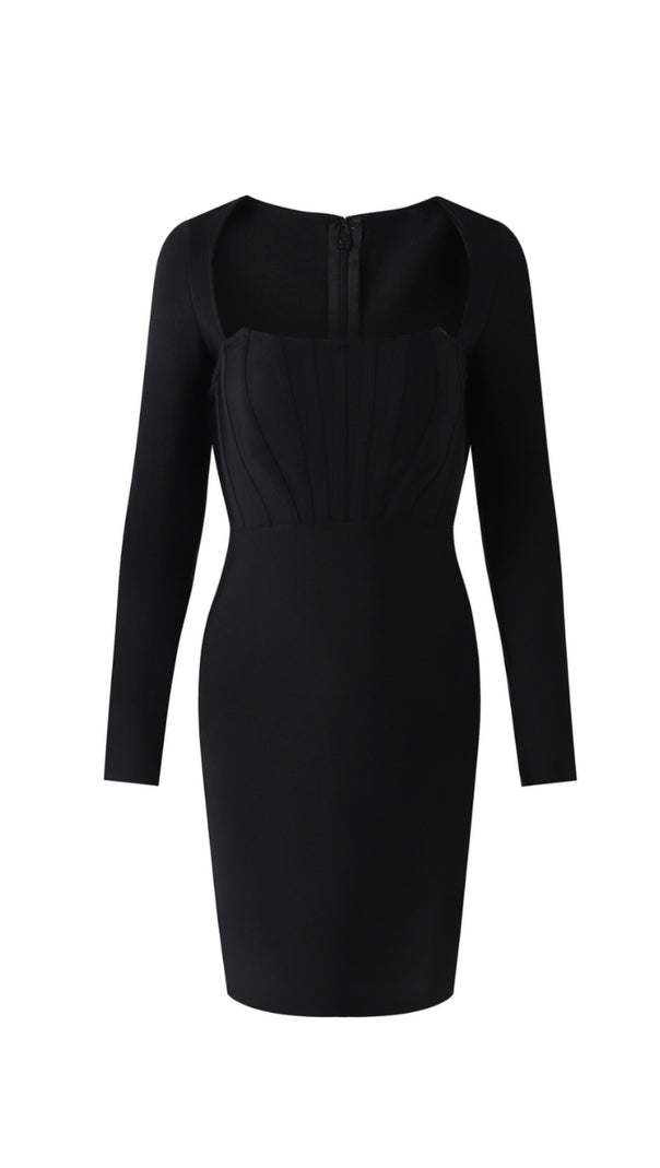 AIIZIE ALEXANDRA BODYCON BANDAGE MINI DRESS IN BLACK - product image
