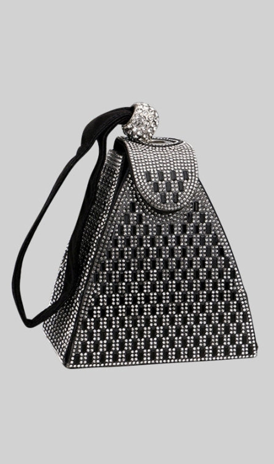 Borsa a mano piramidale decorata con strass