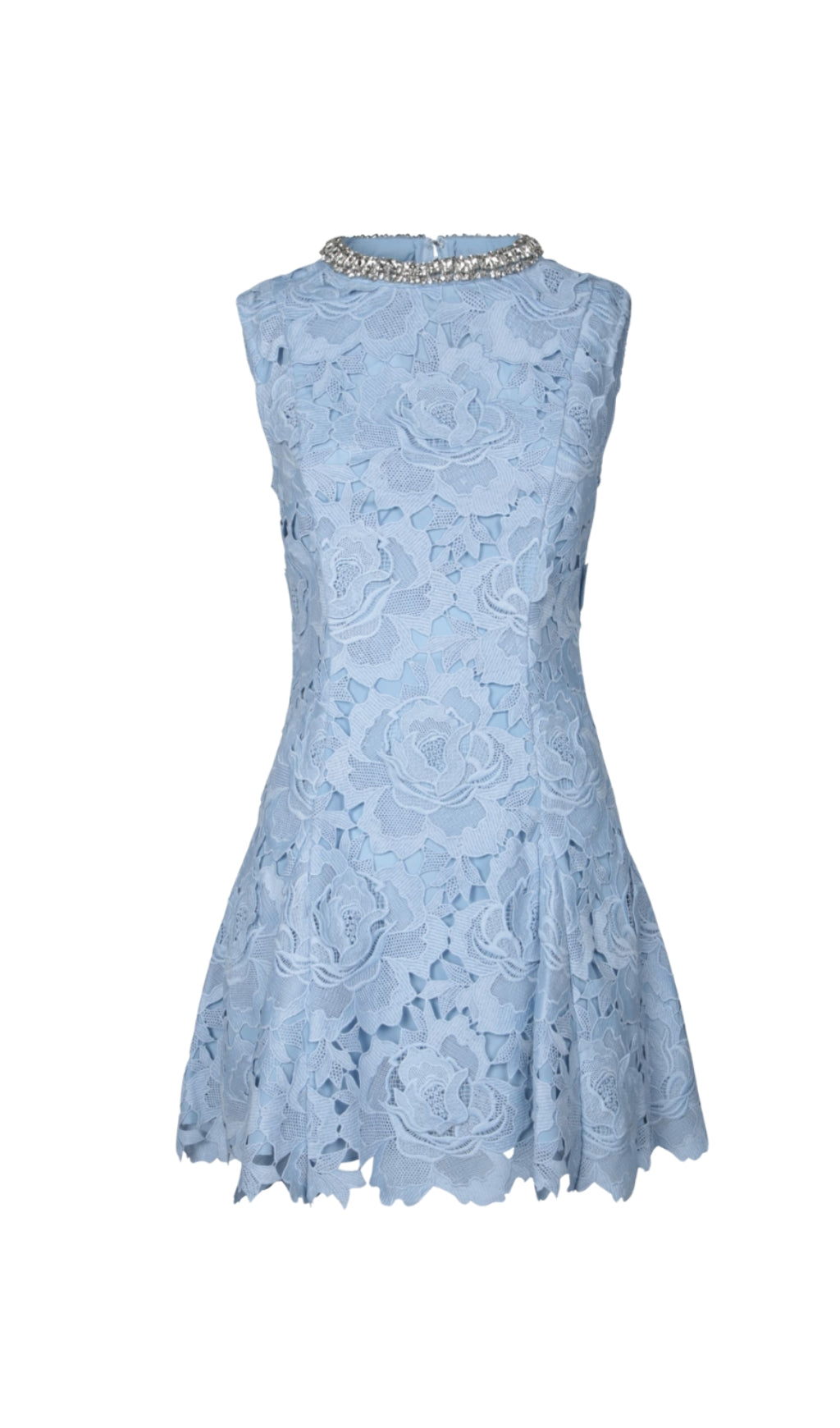 Pandora – Minikleid aus Blumenspitze in Blau