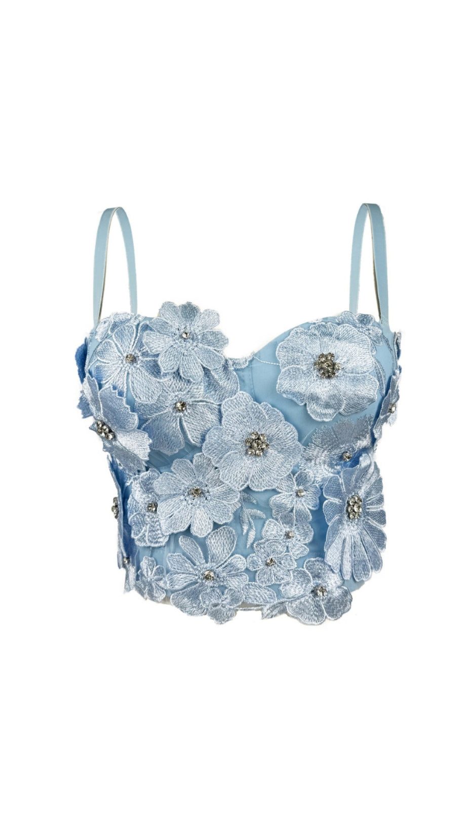 3D Flower Diamond Korsett in Blau