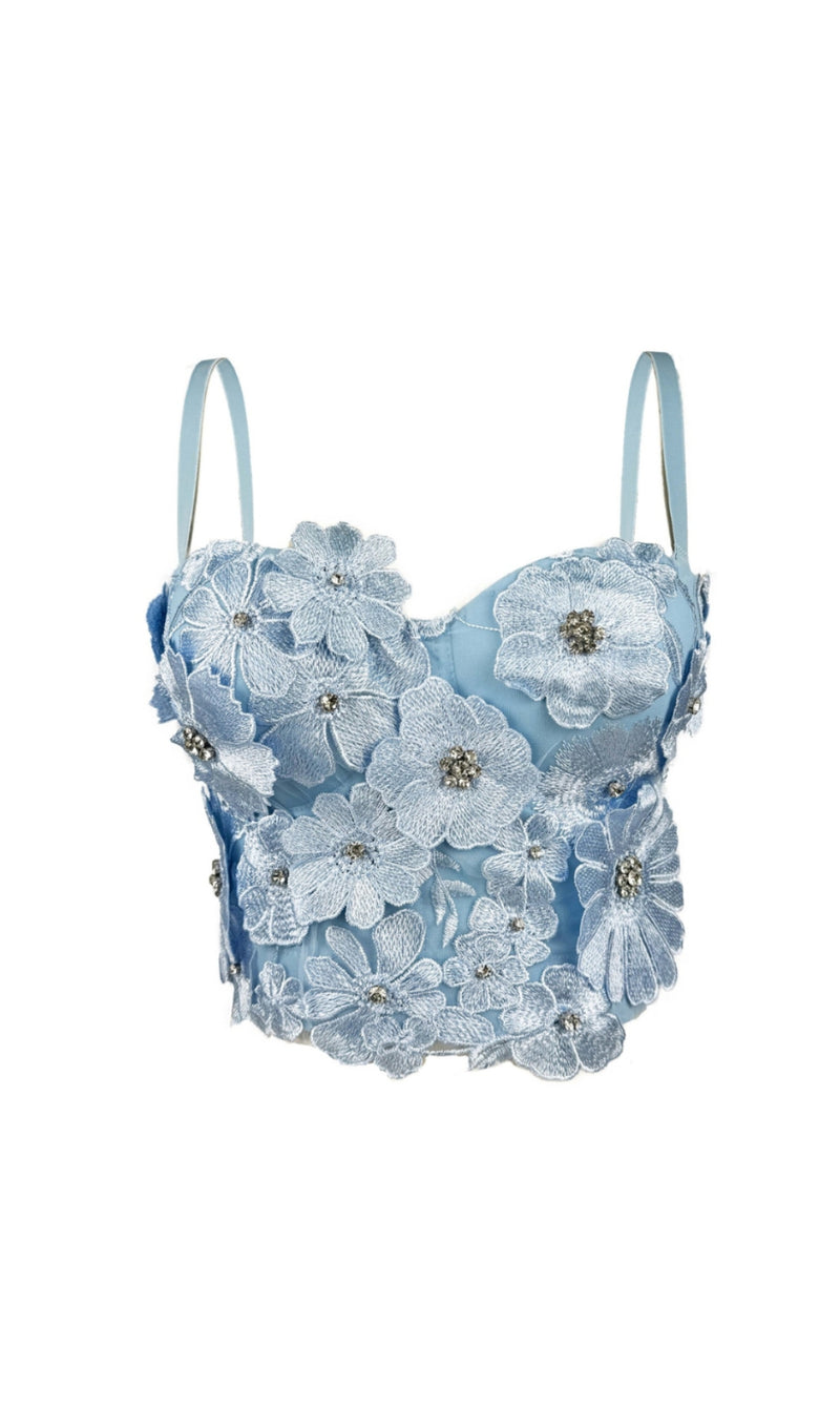 3D Flower Diamond Corset in blue