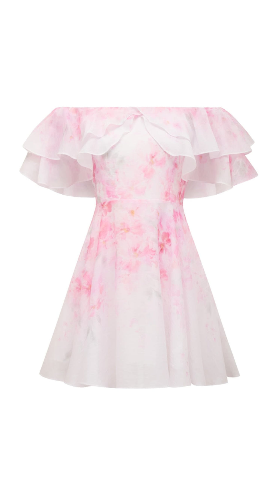 ELLIE FLORAL PRINT RUFFLE MINI DRESS IN PINK