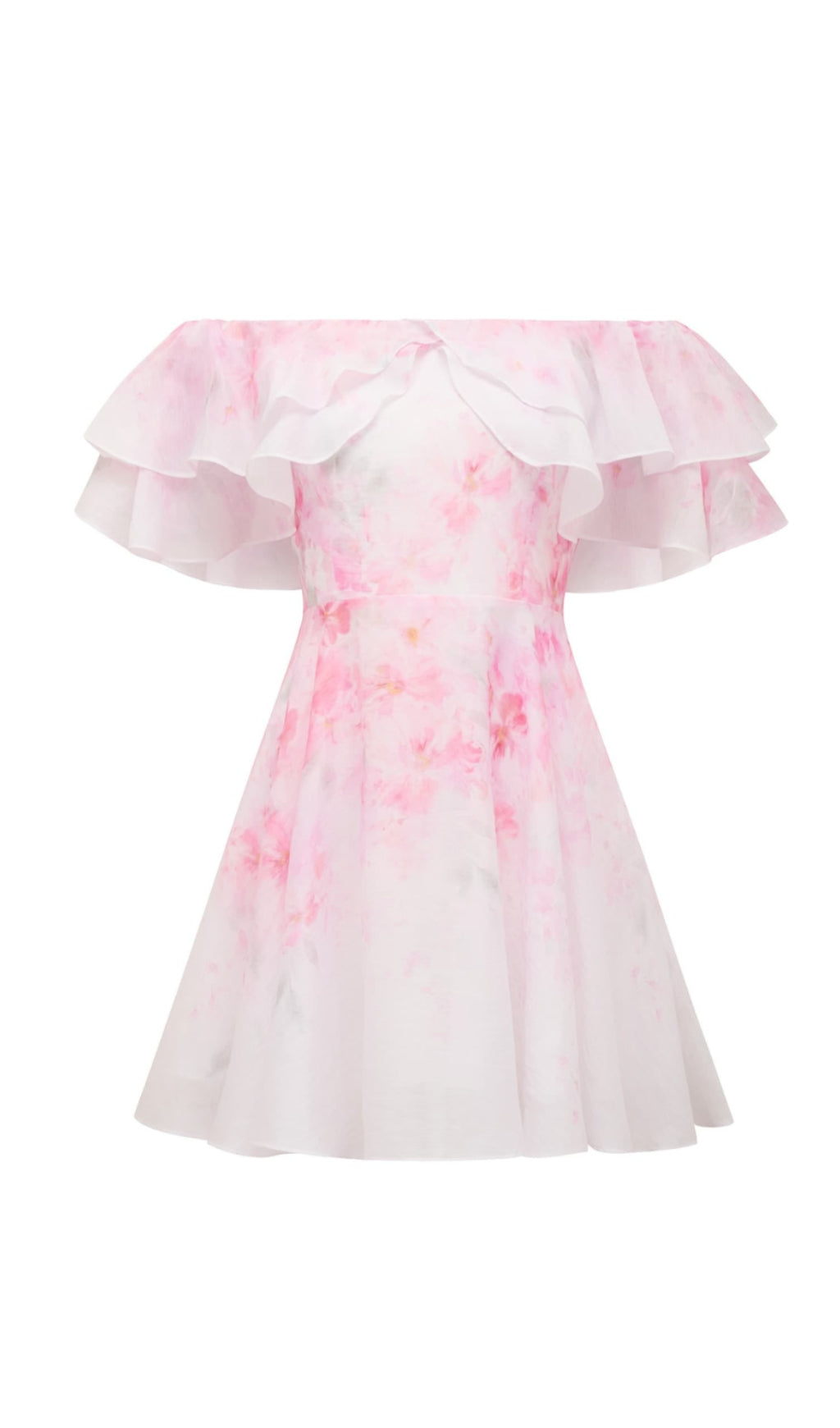 ELLIE FLORAL PRINT RUFFLE MINI DRESS IN PINK