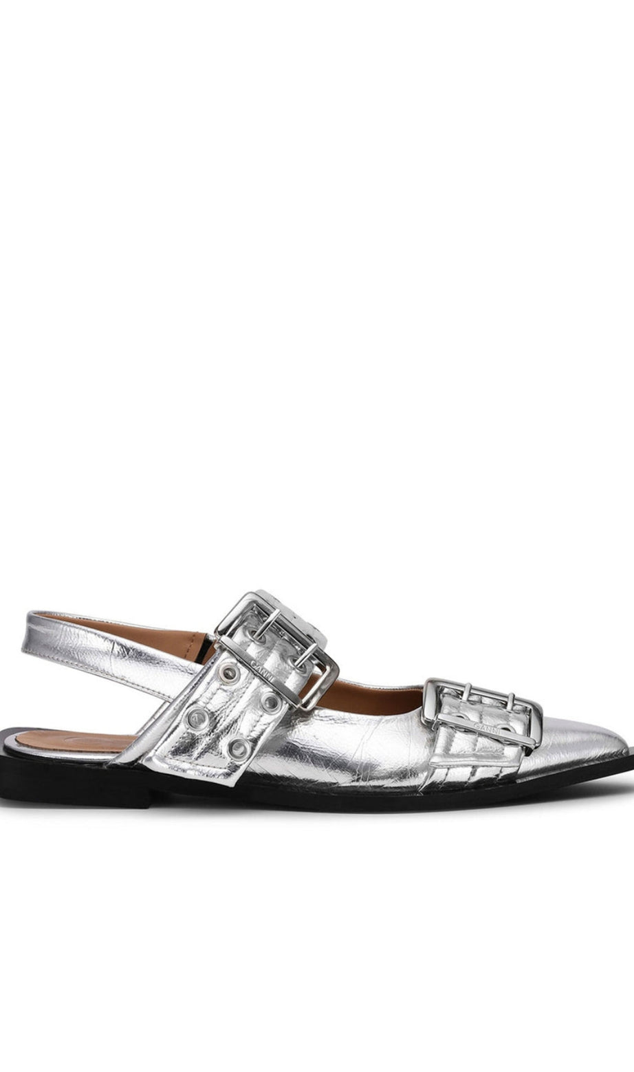 Anabella Buckle Ballerinas - Silver