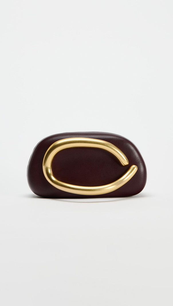 AIIZIE CURVED METAL BOX BAG IN BURGUNDY - product image