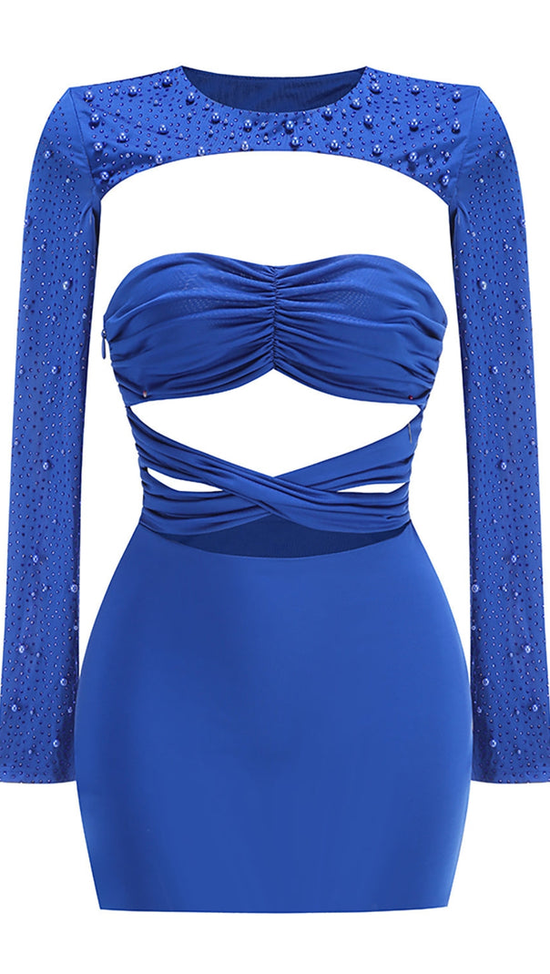 AIIZIE PEARL CUT OUT LONG SLEEVE MINI DRESS - product image