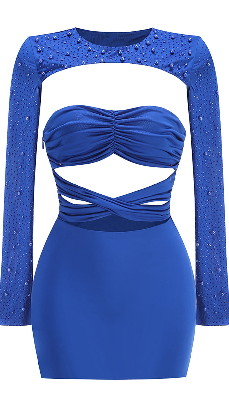 PEARL CUT OUT LONG SLEEVE MINI DRESS