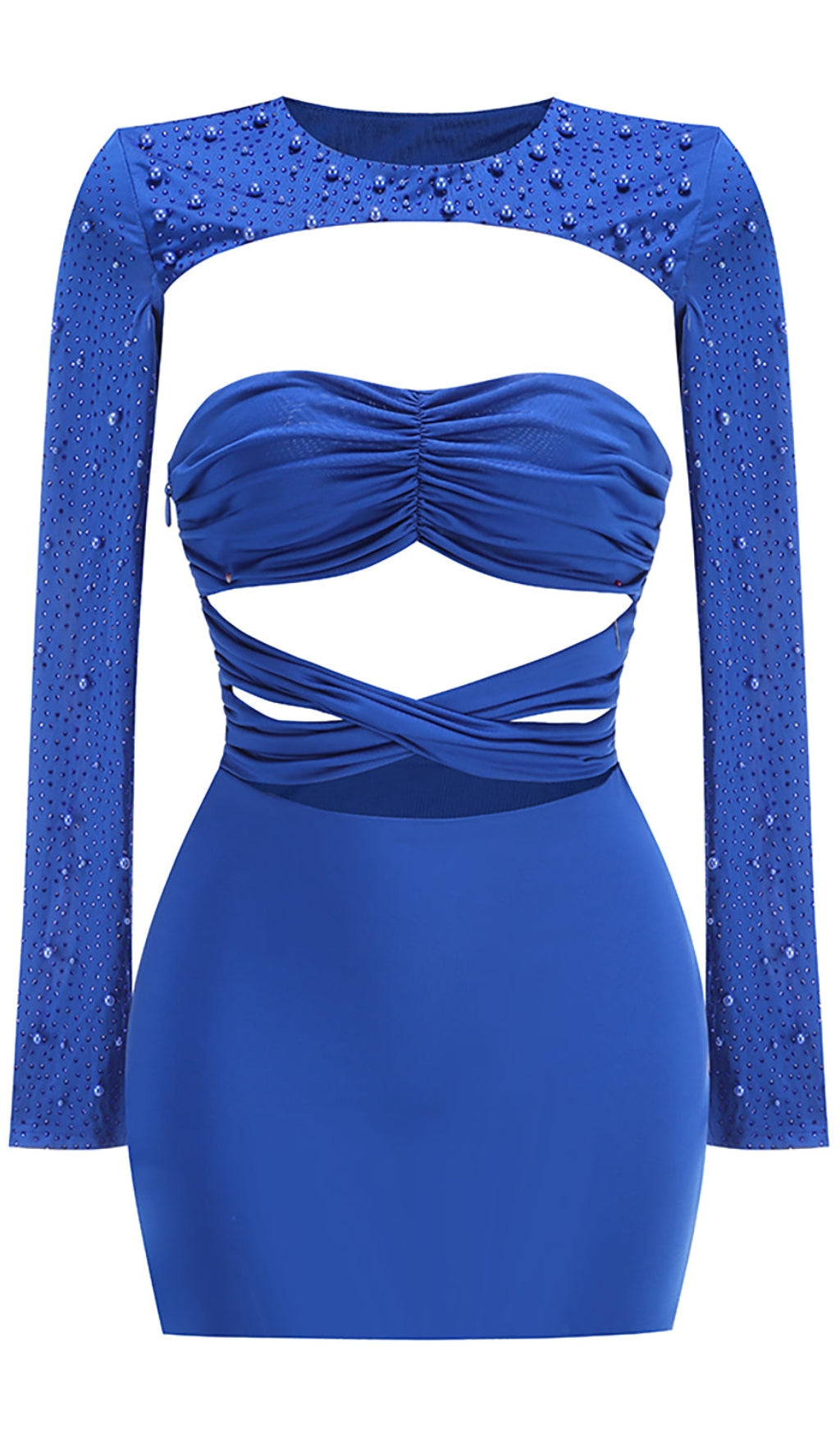 PEARL CUT OUT LONG SLEEVE MINI DRESS