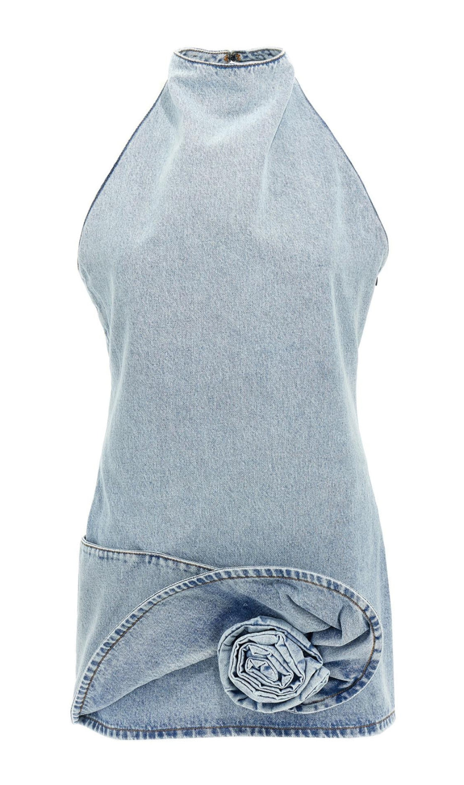 Mini abito in denim con applicazioni floreali Christell