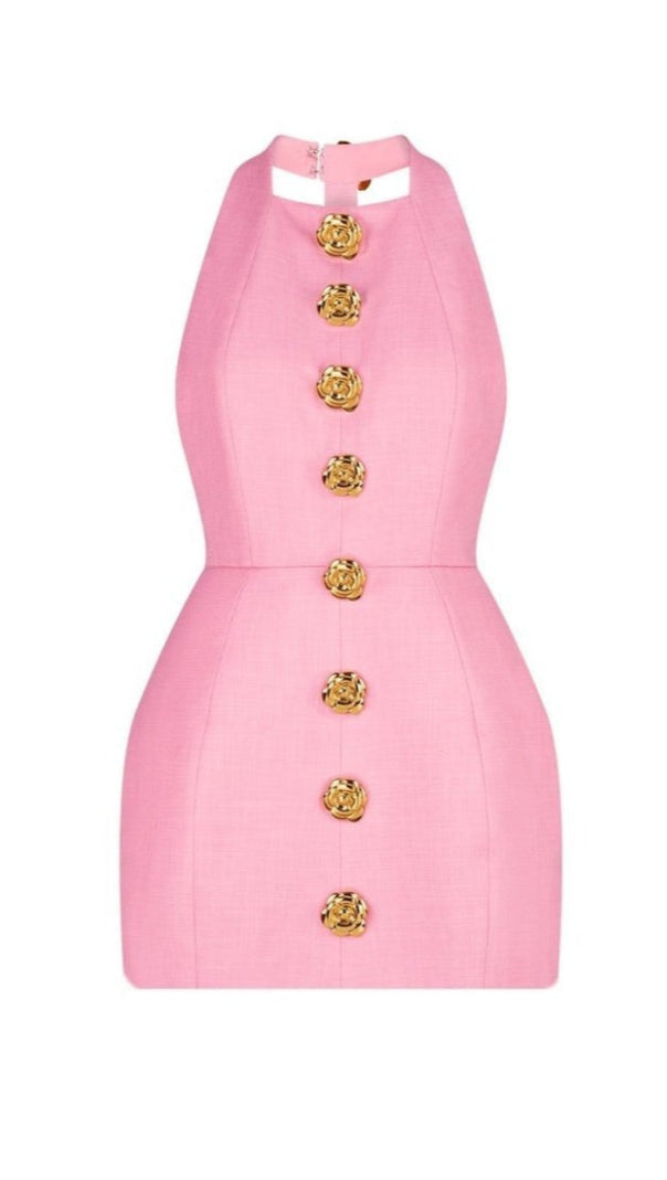 AIIZIE RITA HALTER BACKLESS MINI DRESS IN PINK - product image